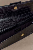 Jessica Faux Leather Crocodile Clutch Black