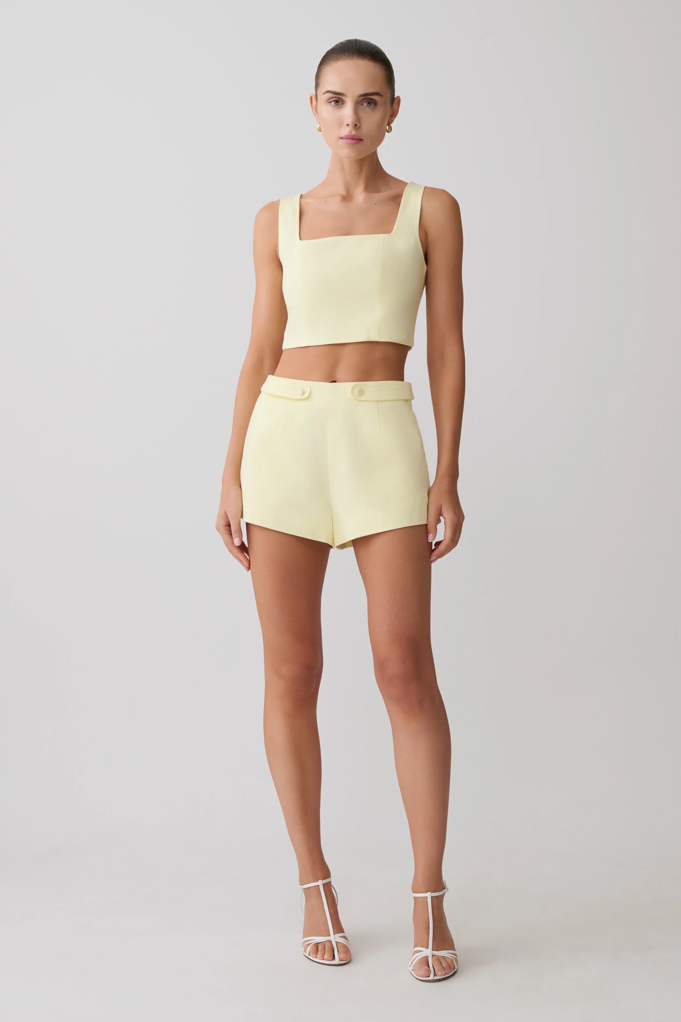 Josephine Crop Top With Open Back Lemon