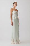 Nina Satin And Lace Maxi Skirt Sage