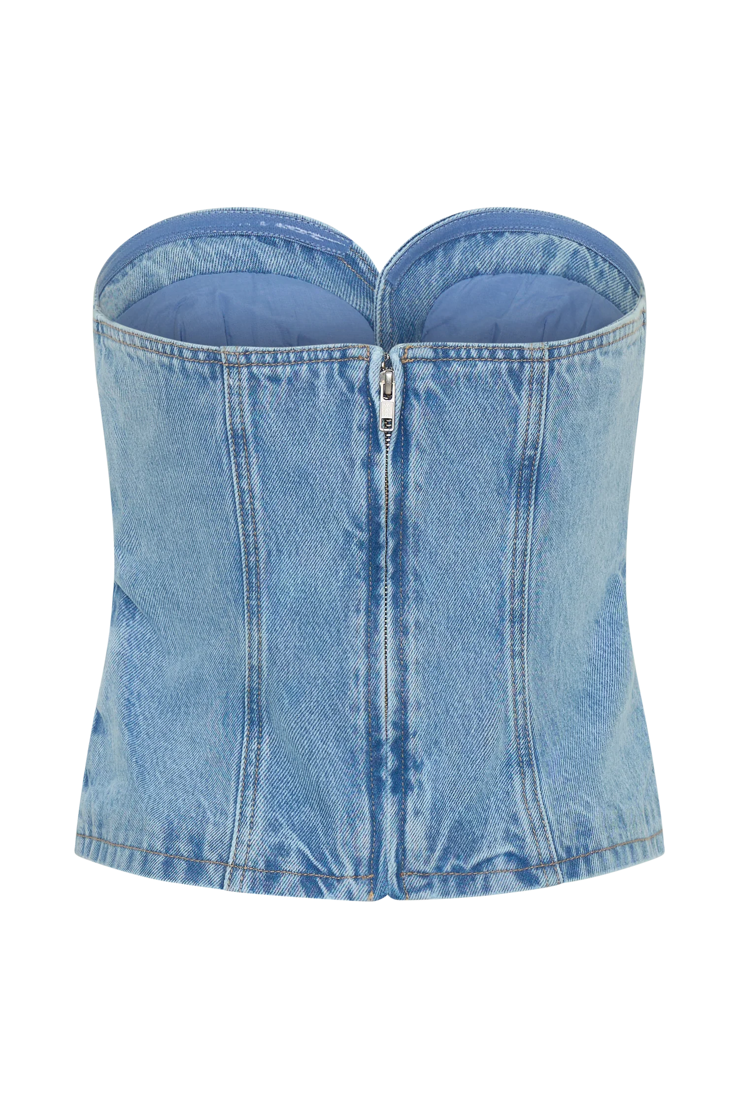 Tommy Strapless Denim Top With Buckle Classic Blue