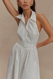 Cindy Collared Midi Dress White
