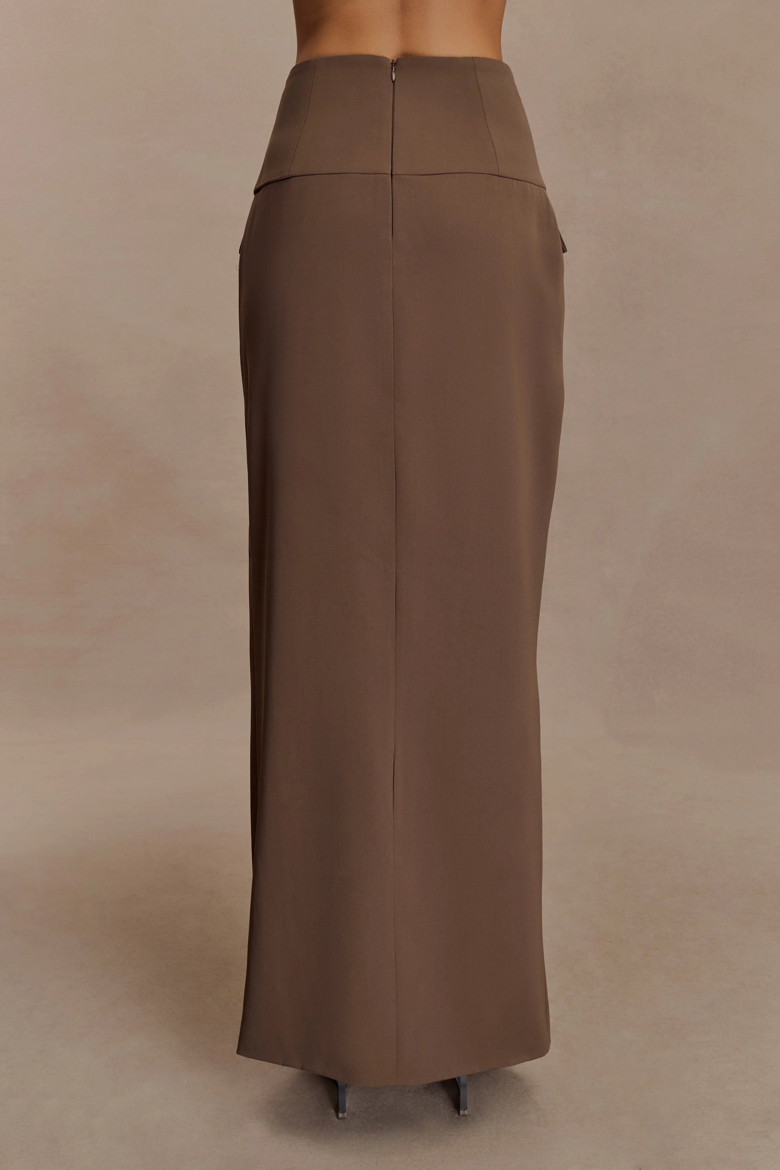 Cassie Column Maxi Skirt Cacao Brown