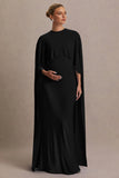 Padma Black Draped Maternity Maxi Dress With Cape Sleeves