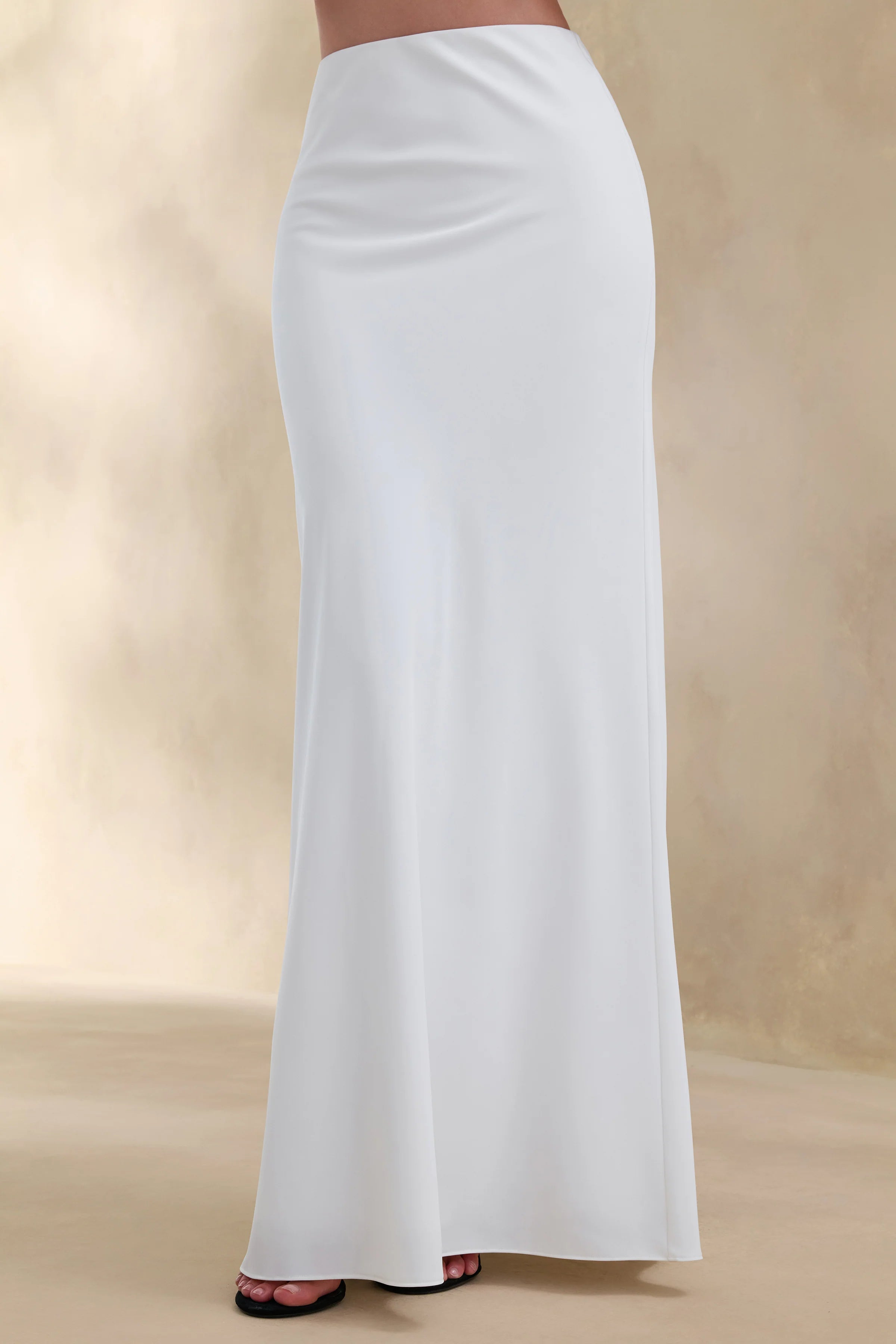 Iveta White Satin Maxi Skirt
