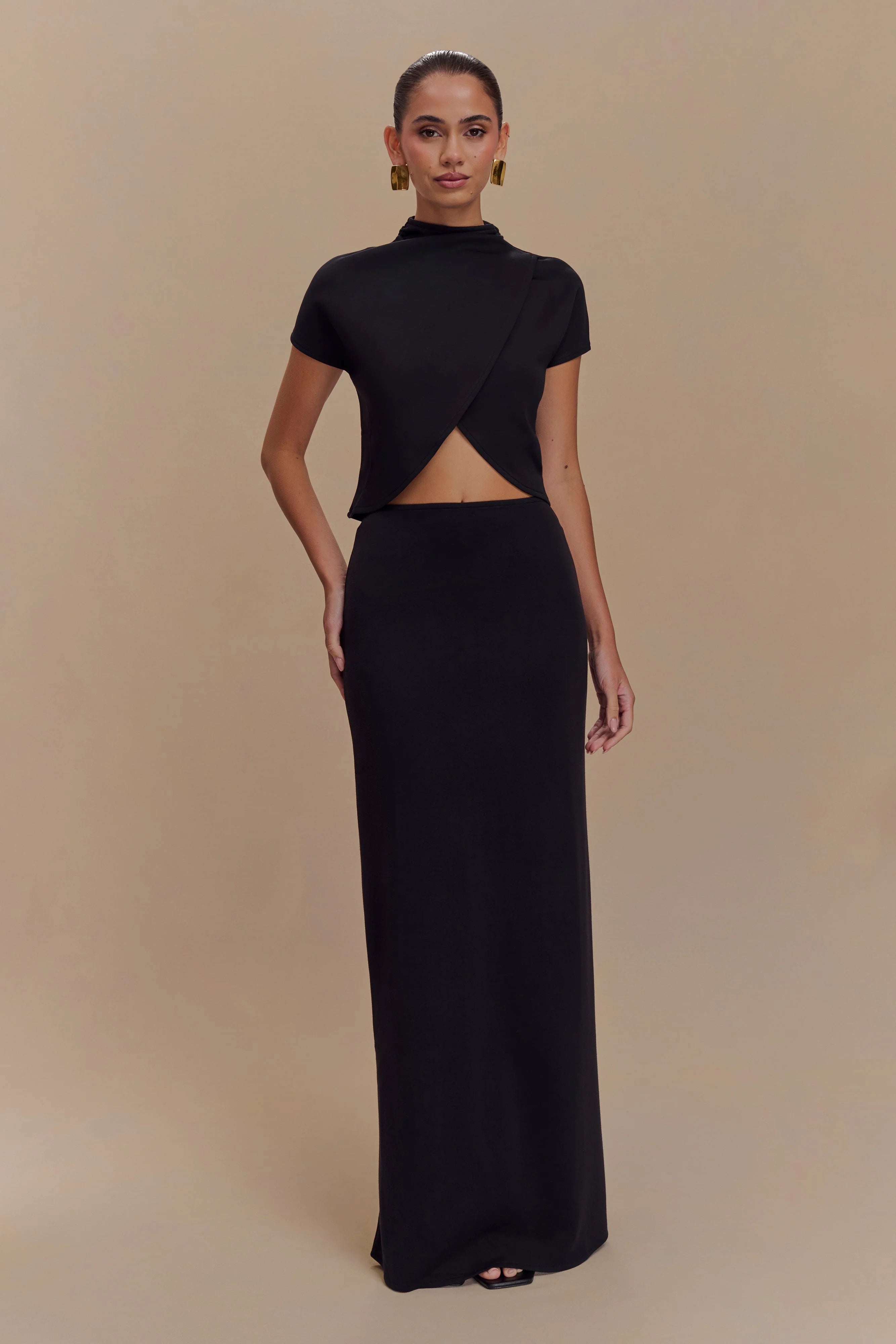 Eris Scuba Jersey Maxi Skirt Black