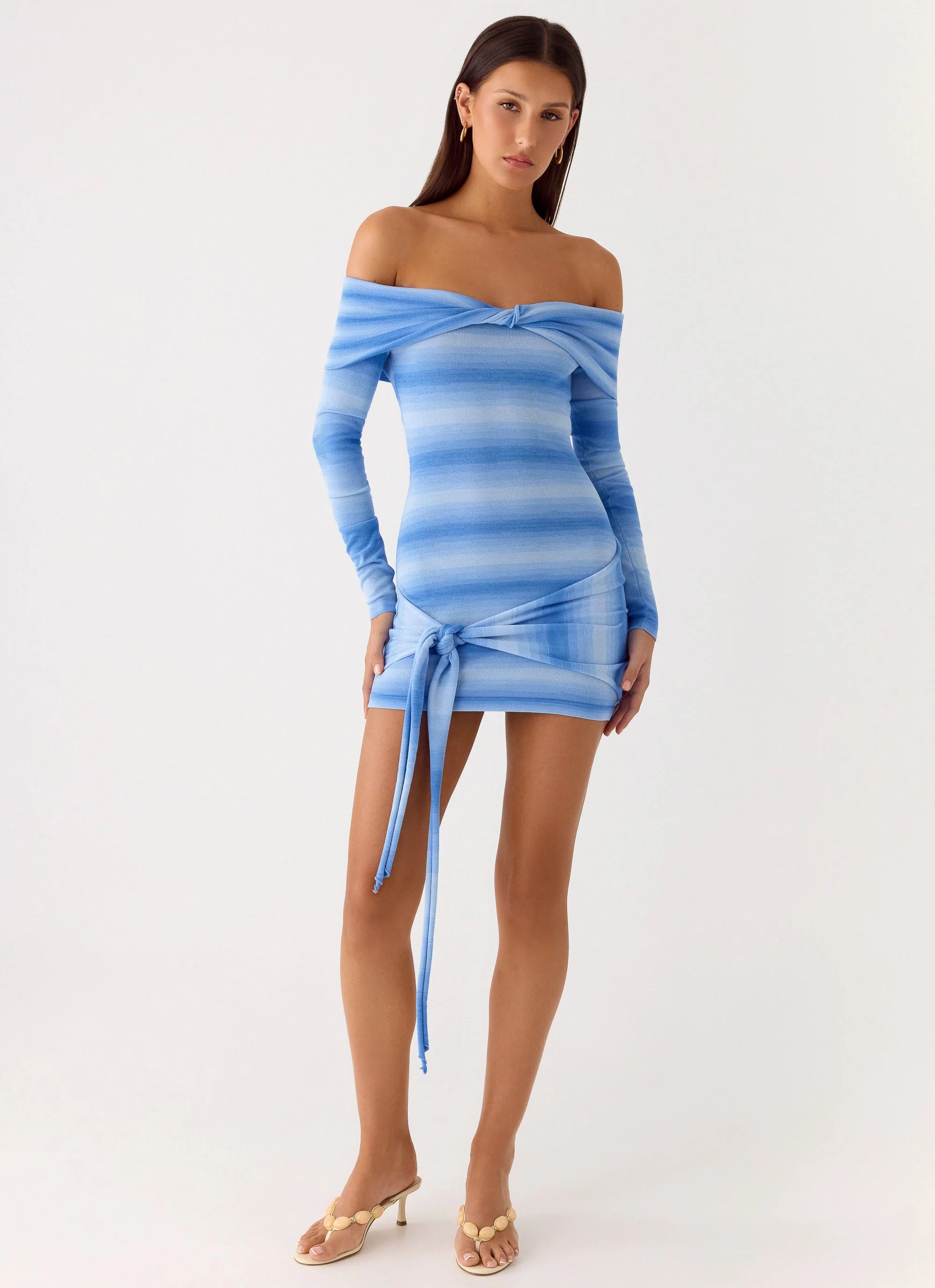 Gomez Bardot Knit Mini Dress Cerulean