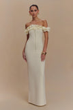 Nova Ruffle Off Shoulder Maxi Dress Ivory