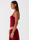 Cheryl Bustier Halter Top Cherry Red