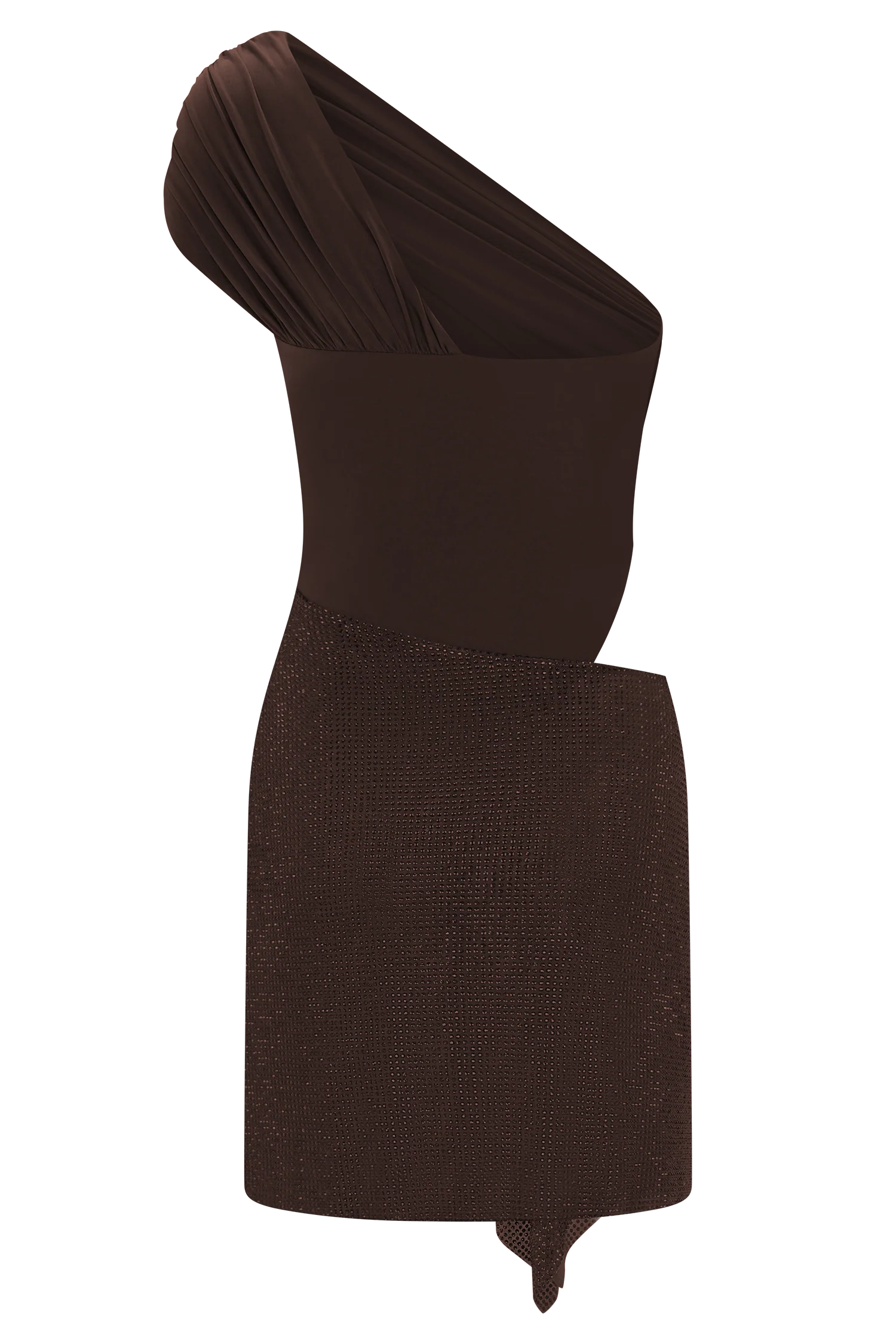 Paisley Slinky And Diamante Mini Dress Chocolate