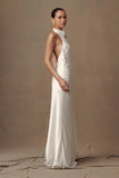 Esther Iridescent Satin Cowl Maxi Dress Ivory