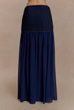 Tully Chiffon Denim Maxi Skirt Indigo Blue