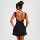 Women Sexy Backless Mini Dress Sleeveless Open Back A Line Formal College Graduation Dress