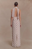 Nadine Halter Chiffon Maxi Dress Ivory Merlot Polka Dot
