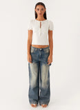 These Words Puff Sleeve Top White