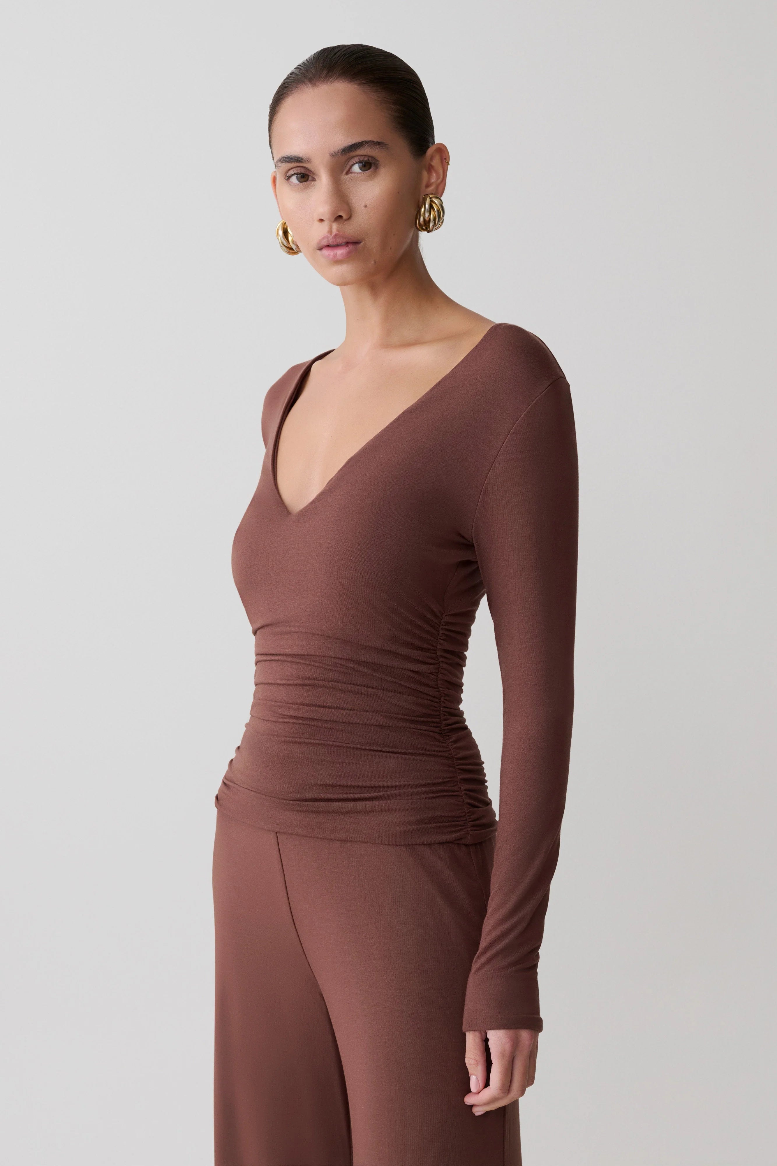 Sari Long Sleeve Modal Top Chocolate
