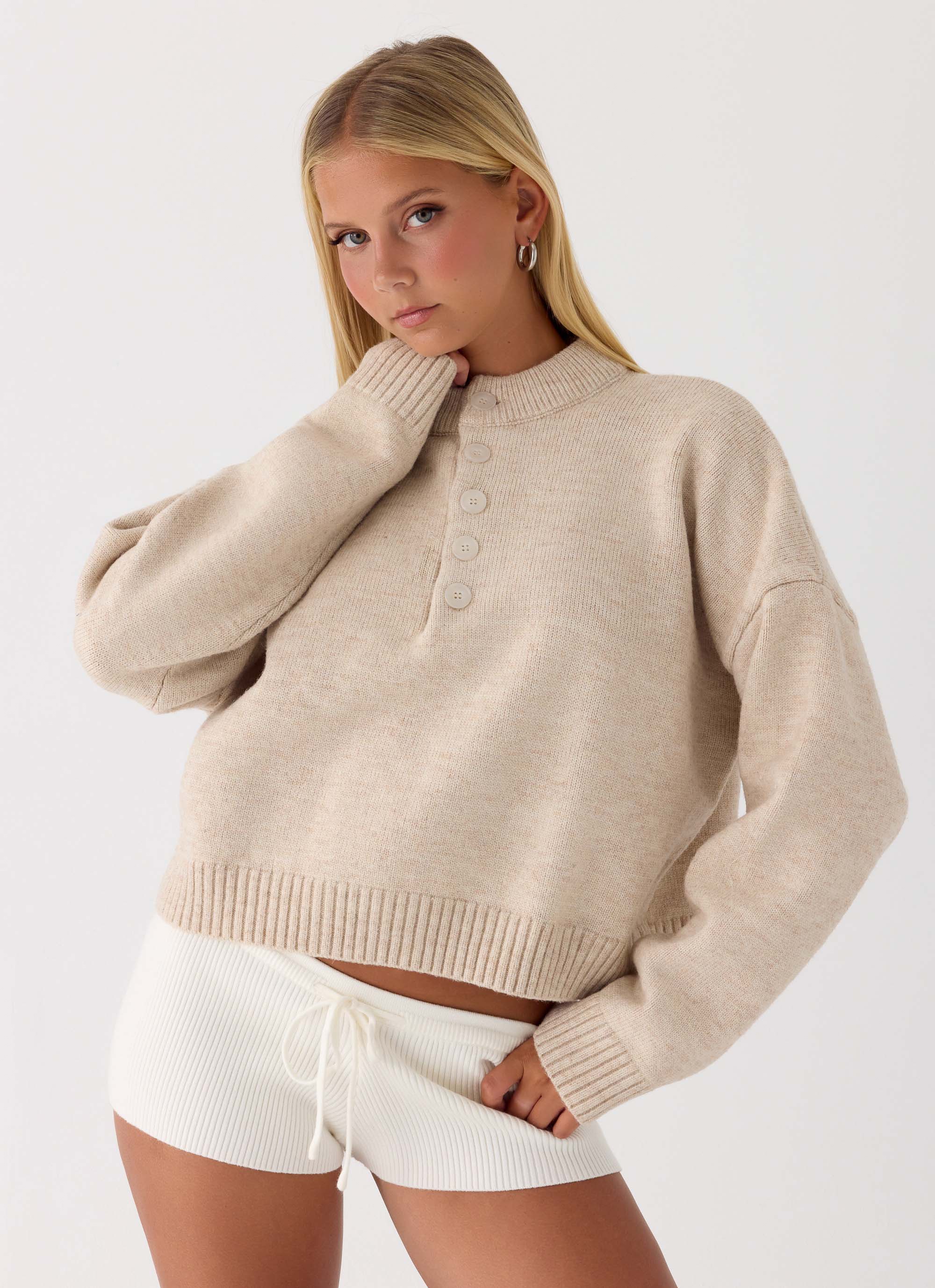 Cornelia Button Up Jumper Oatmeal