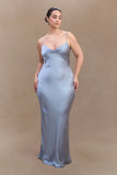 Lilly Sweetheart Satin Maxi Dress Frosted Blue