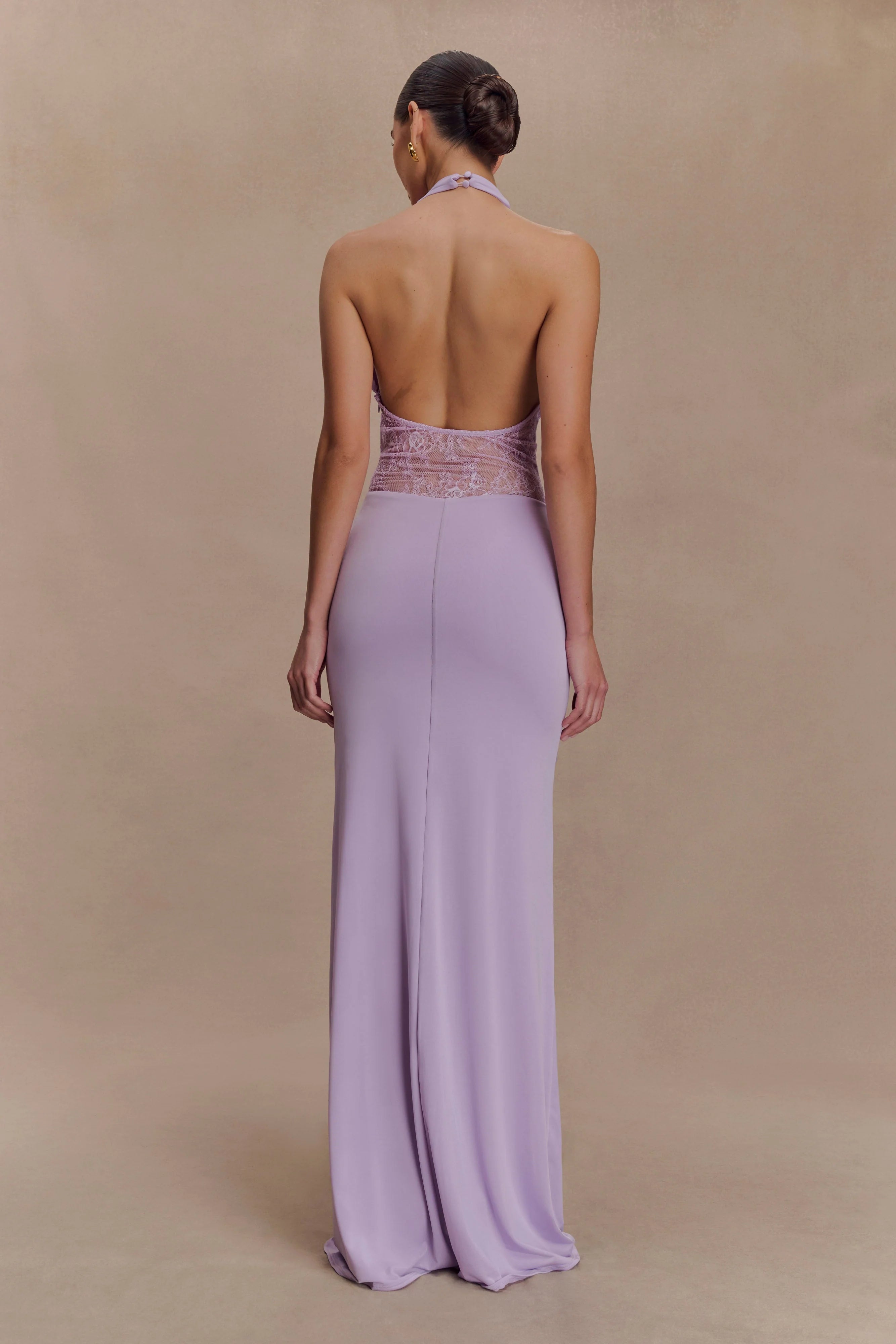 Bonnie Slinky And Lace Maxi Dress Lilac