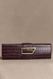 Jessica Faux Leather Crocodile Clutch Burgundy