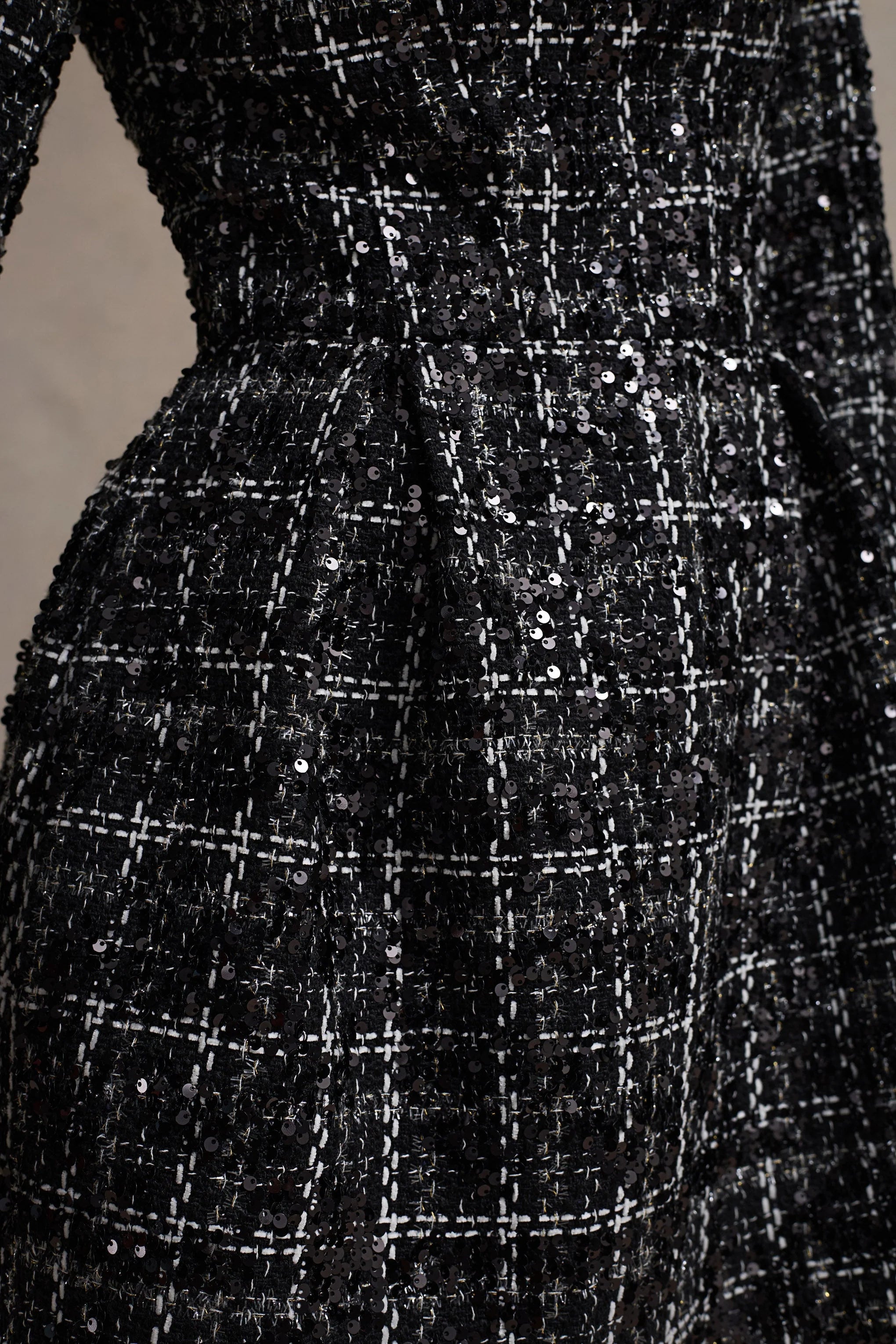 Contessa Black Boucle Long Sleeve Mini Dress