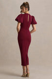 Dakota Burgundy Puff Sleeve Midi Dress