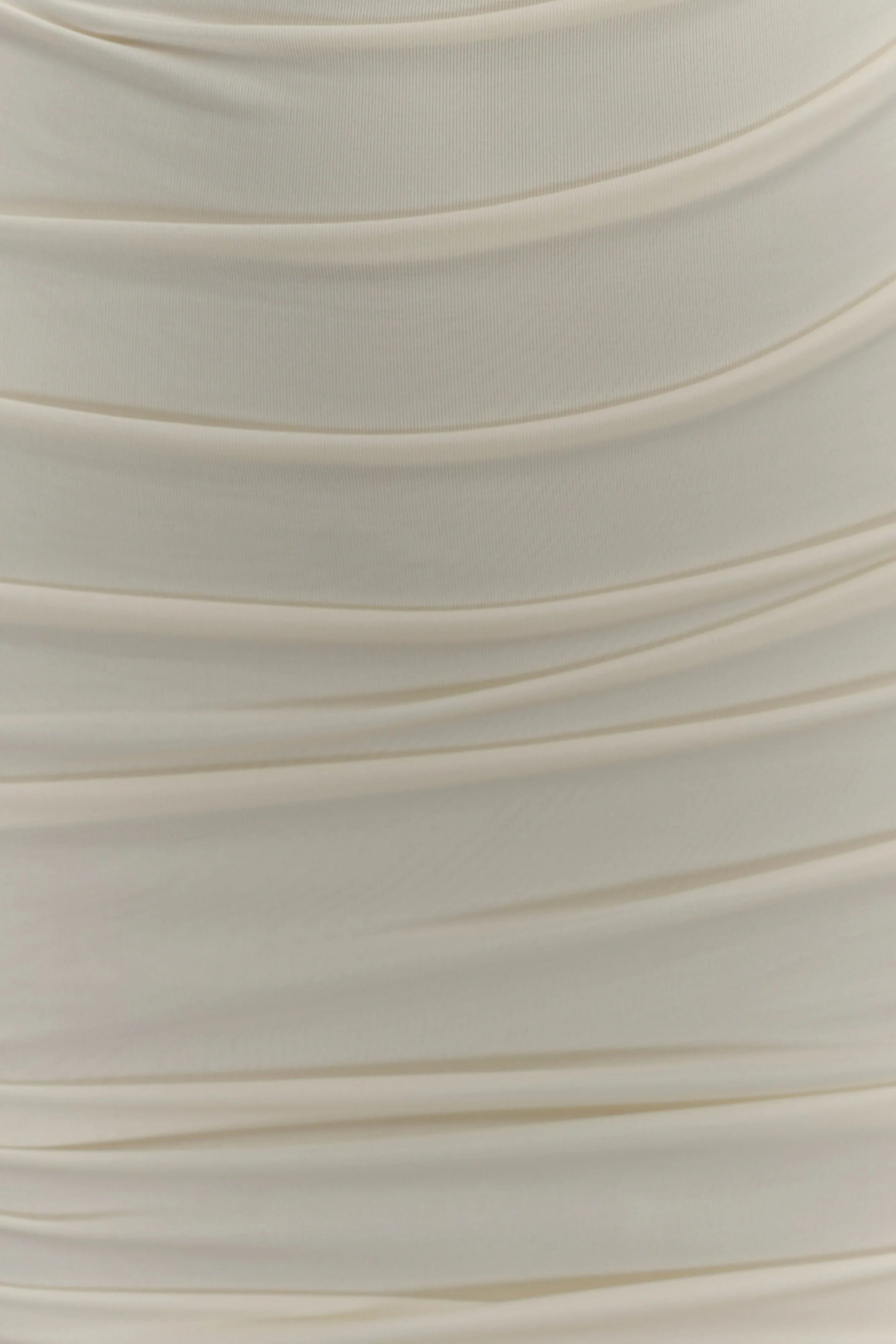 Camila Ruched Halter Midi Dress Ivory