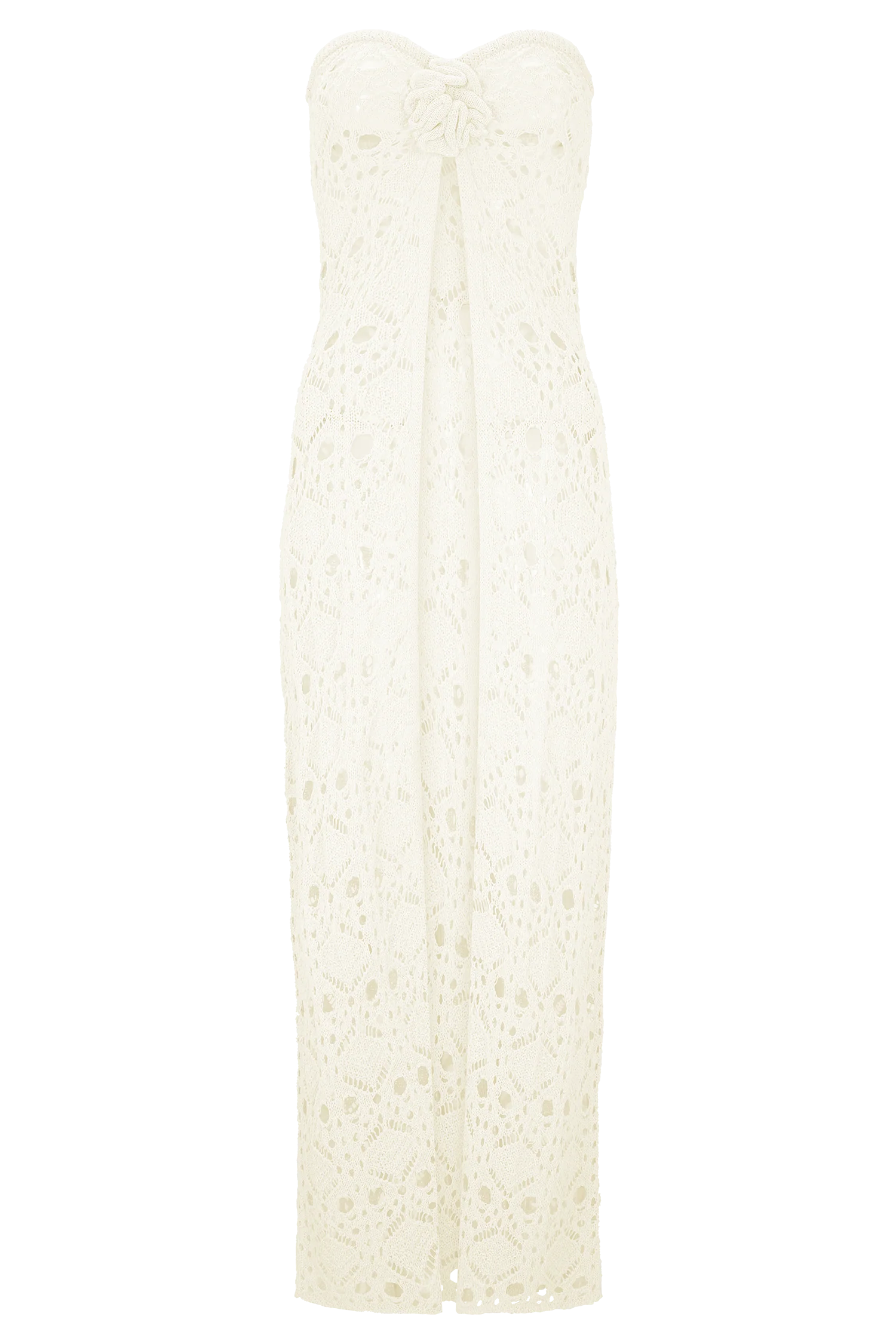 Aeline Strapless Crochet Knit Top Ivory