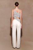 Corah Lurex Drape Knit Top Silver
