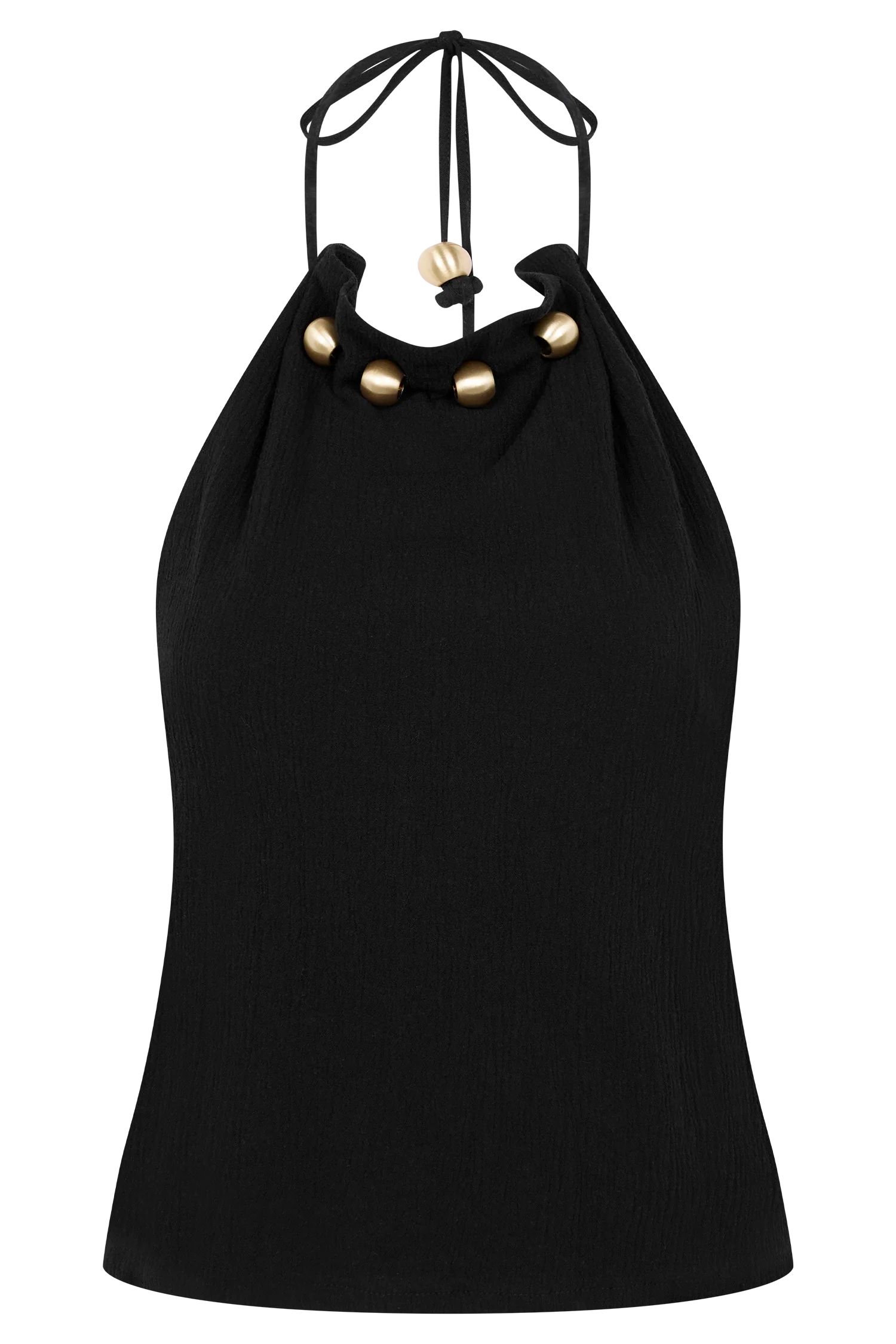 Abeda Cotton Top With Hardware Black