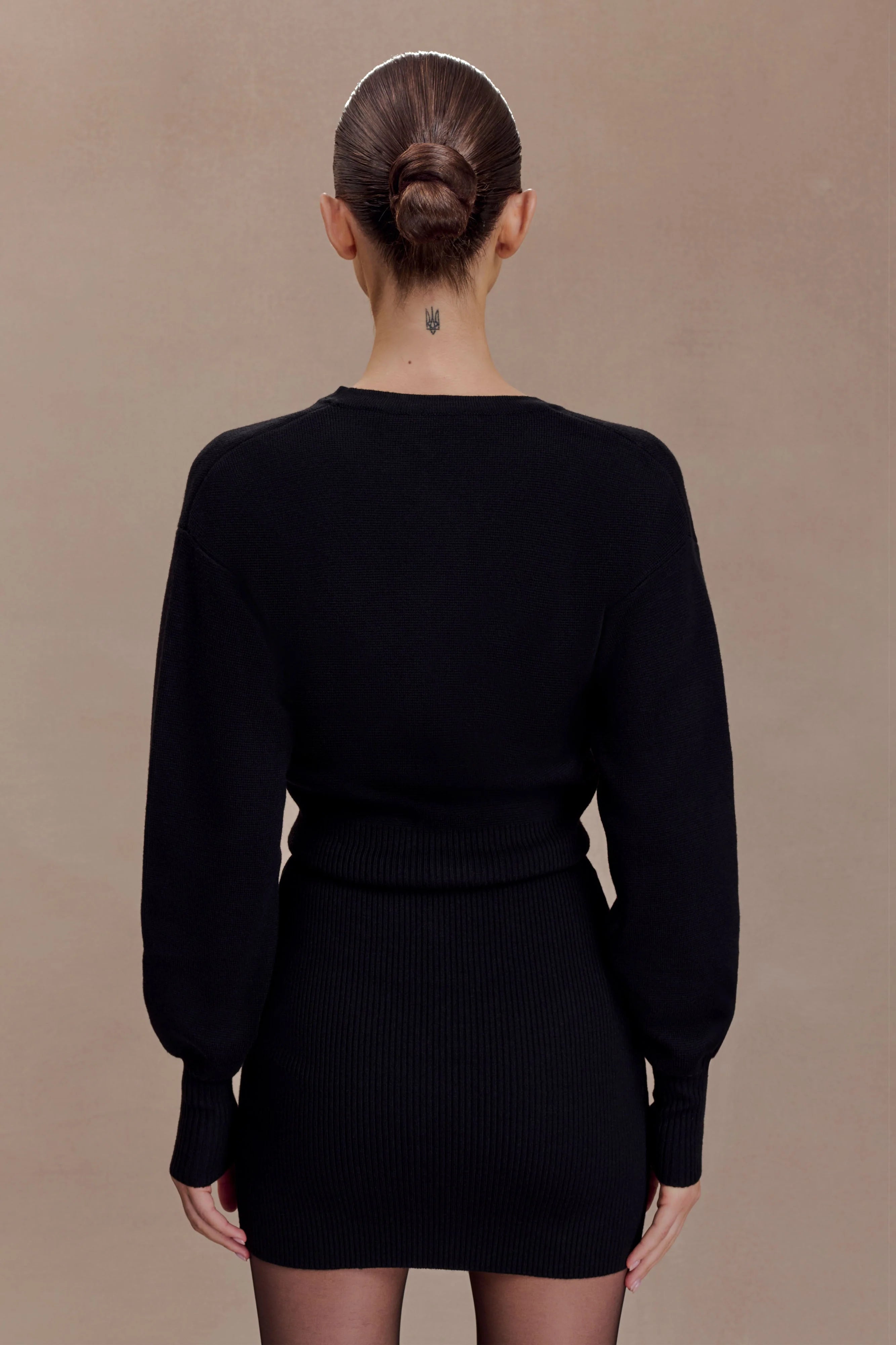 Xaden Wool Mix Knit Mini Dress Black