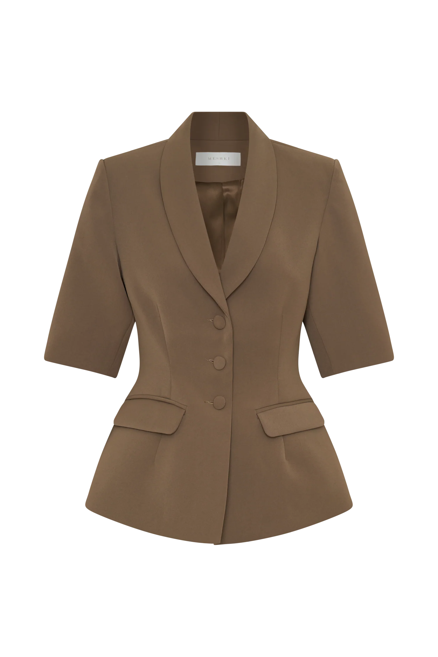 Opal Puff Sleeve Suiting Top Cacao Brown