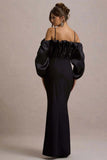 Cyrene Black Ruffled Maxi Dress