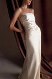 Cedar Strapless Satin Maxi Dress Blush Gold