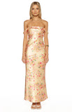 Ella Yellow Bloom Satin Maxi Dress