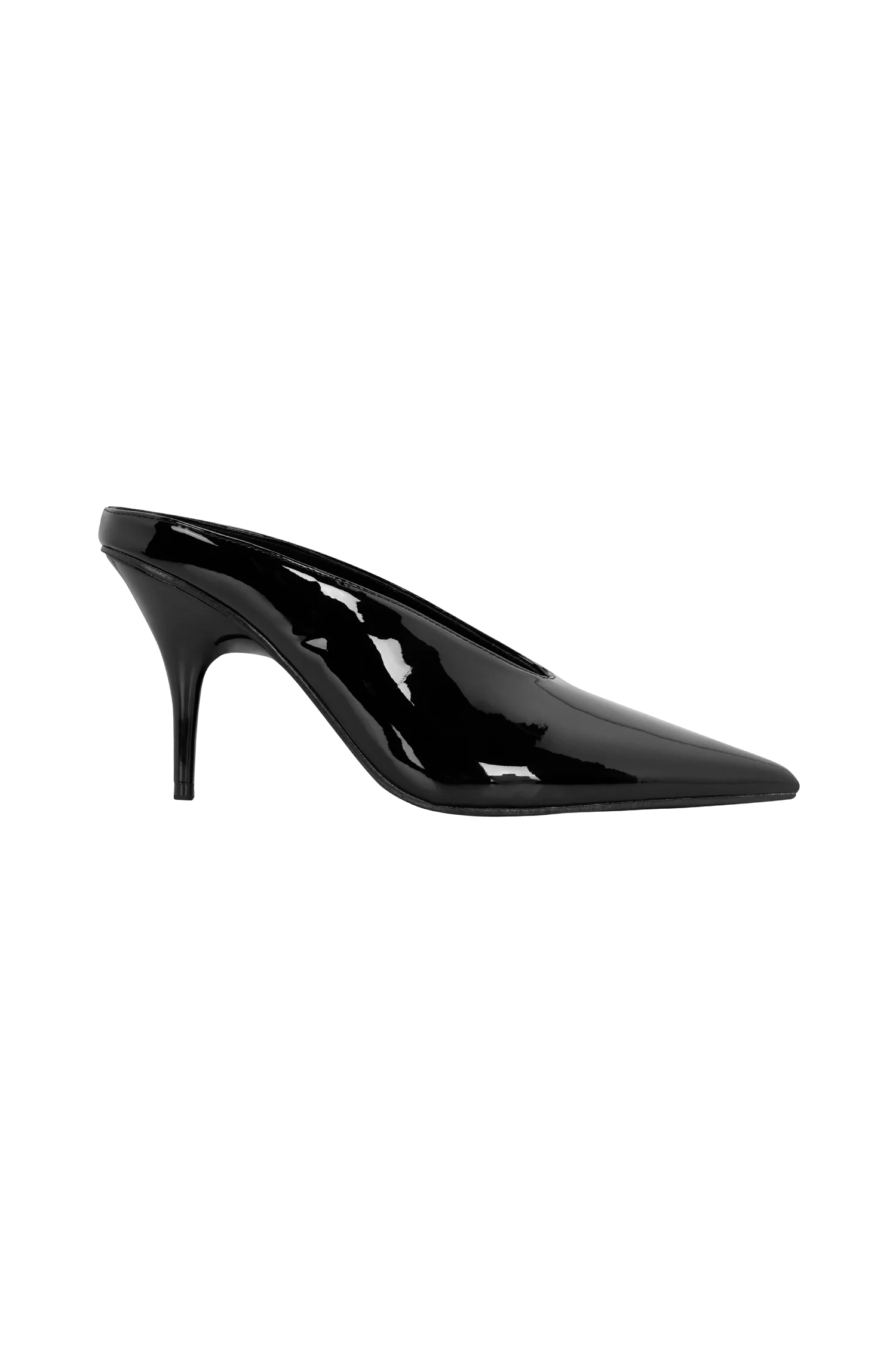 Emerson Patent Faux Leather Point Heel Black