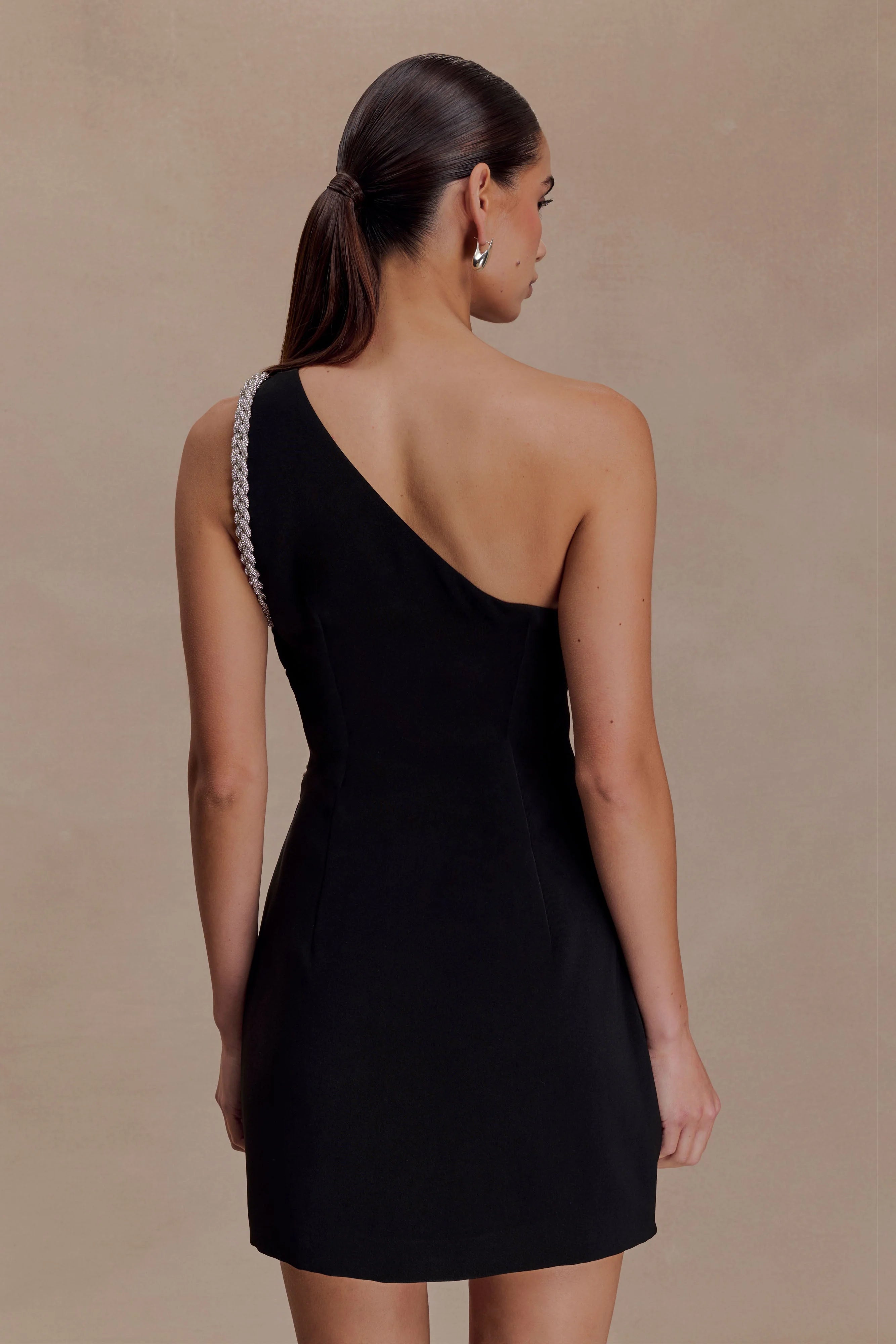 Eleonora Diamante Trim Mini Dress Black