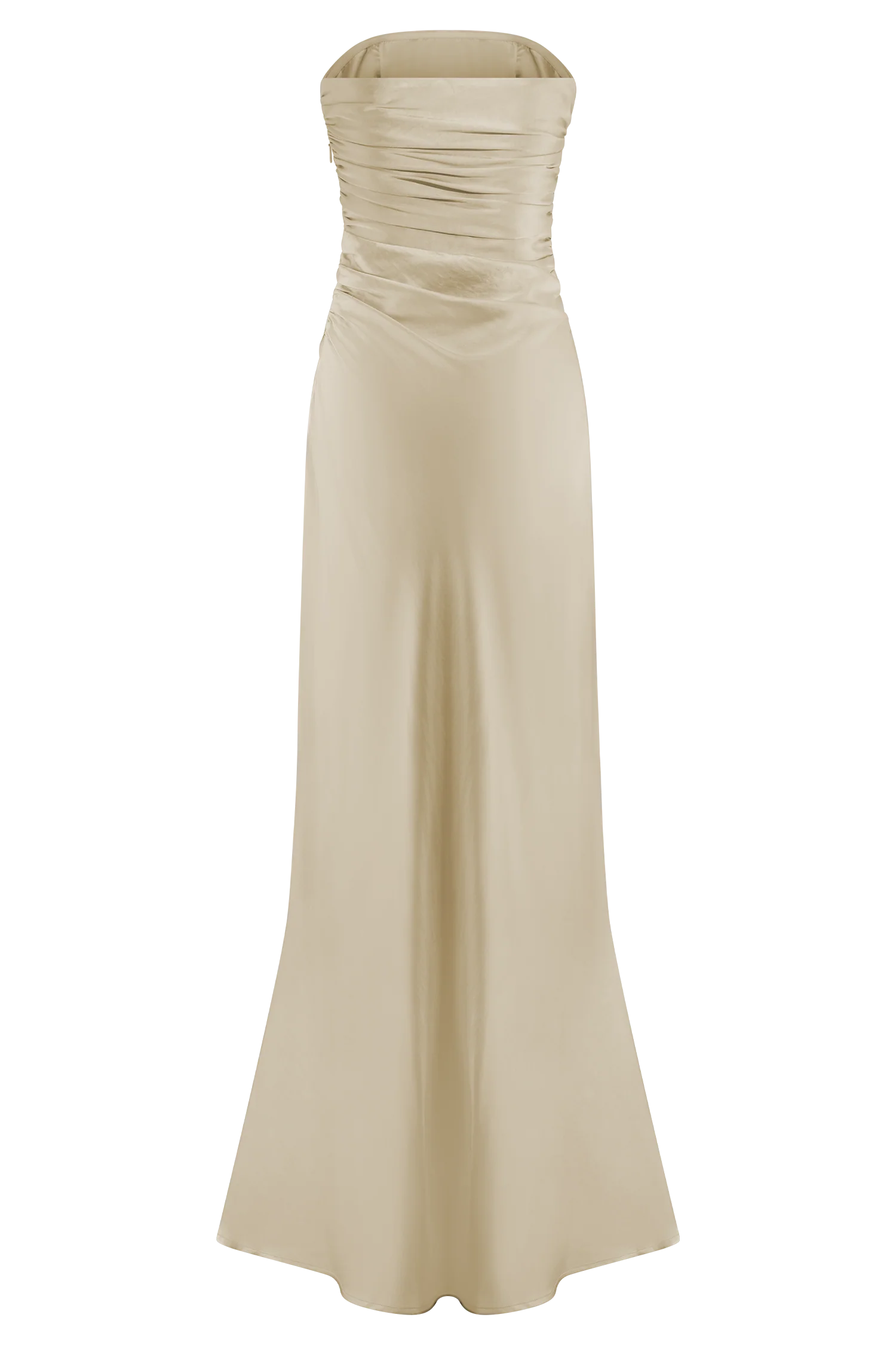 Cedar Strapless Satin Maxi Dress Blush Gold
