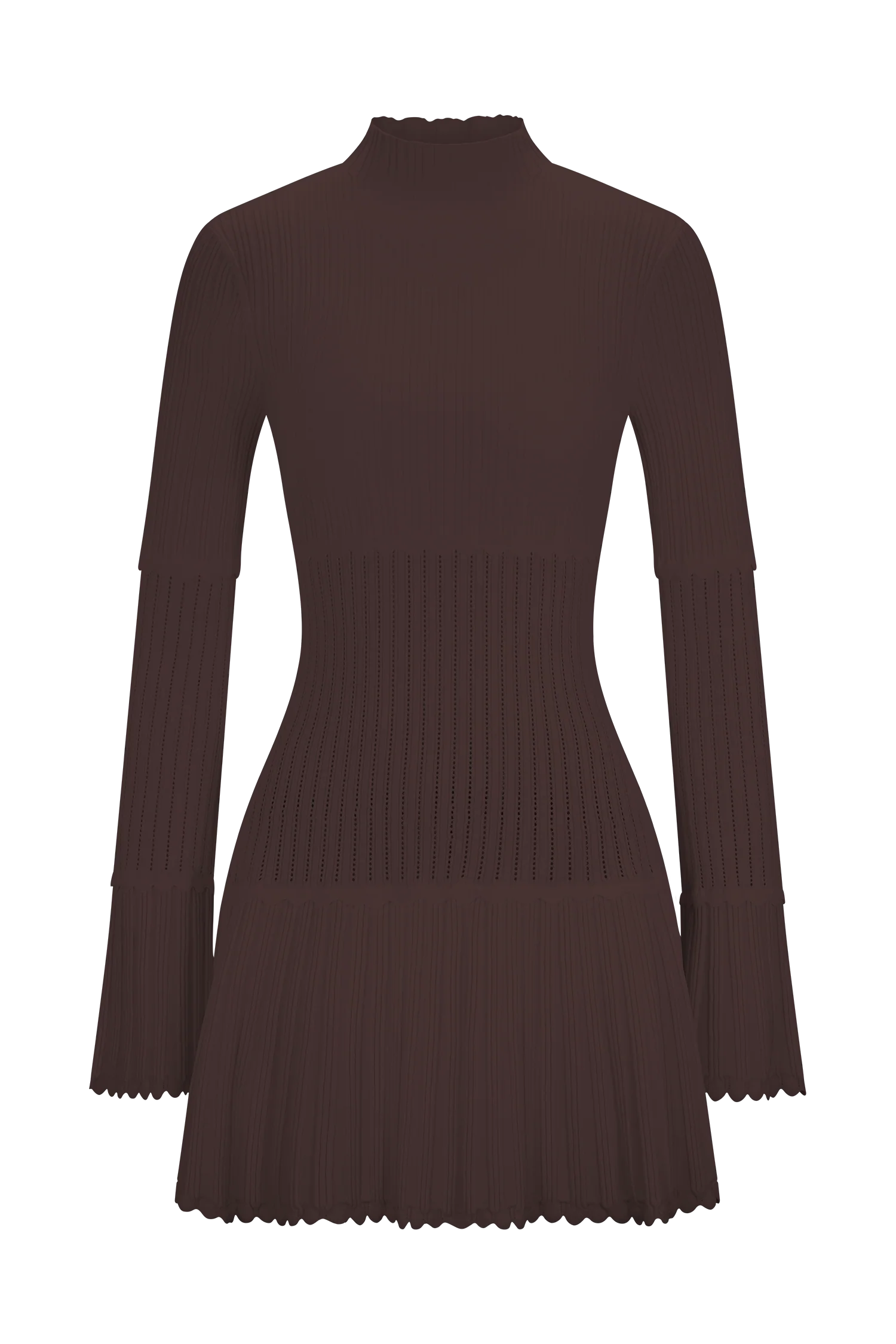 Adena Pointelle Knit Mini Dress Chocolate