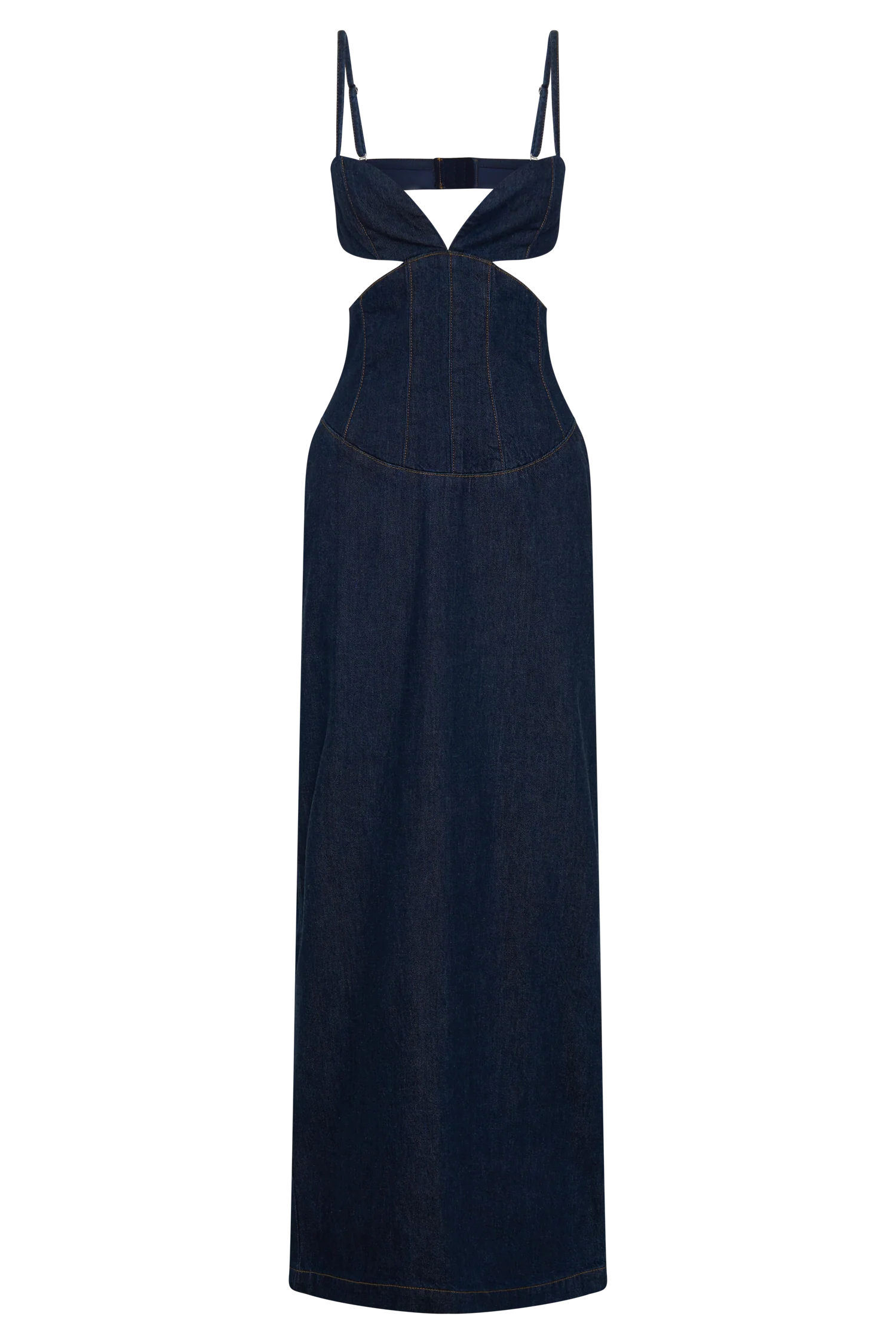 Amila Denim Cupped Maxi Dress Indigo Blue