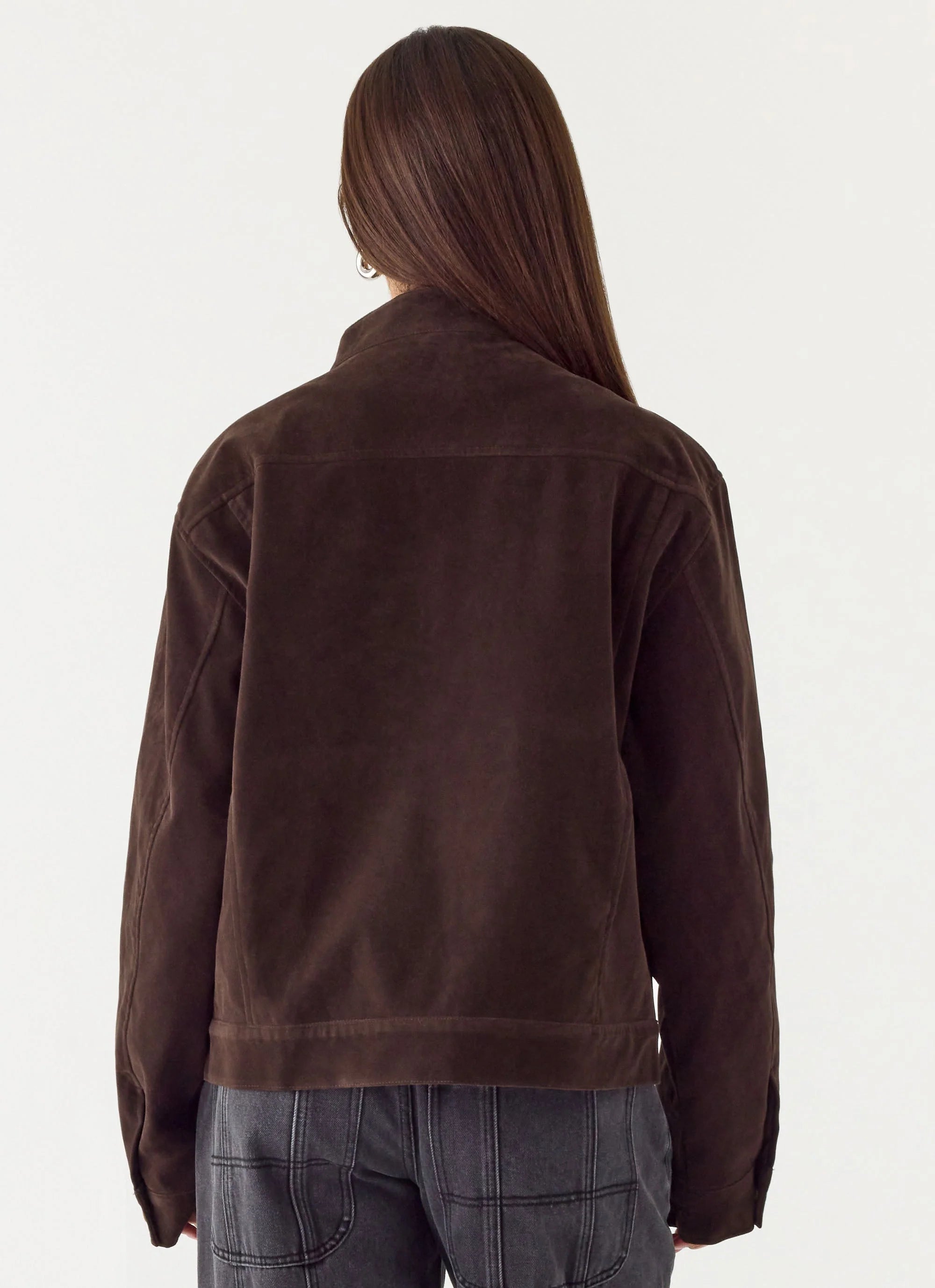 Jeremy Faux Suede Biker Jacket Dark Chocolate