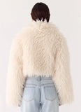Virginia Cropped Faux Fur Jacket Ivory