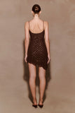Zahra Diamante Cowl Mini Dress Chocolate