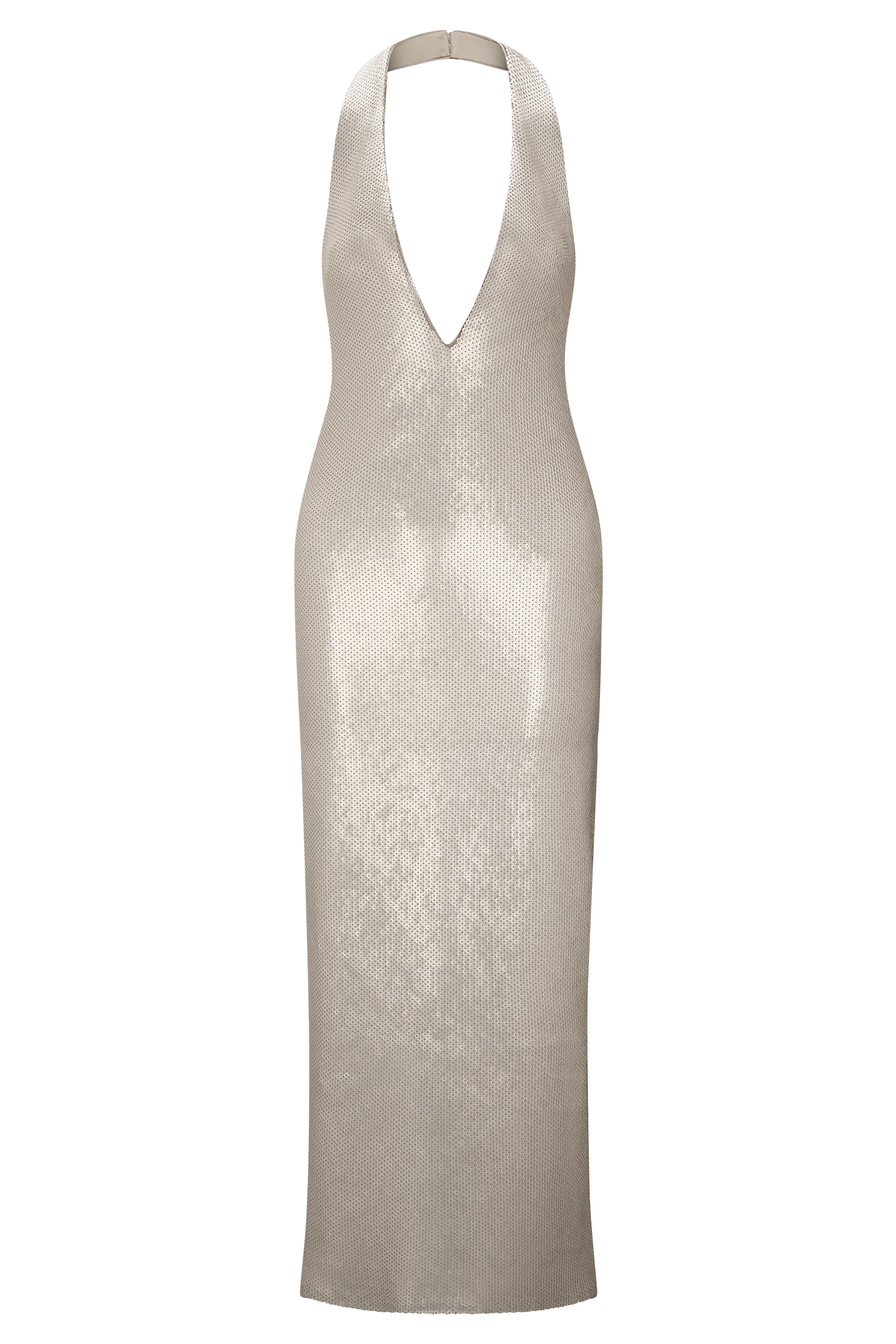 Carnation Sequin Halter Midi Dress Gold