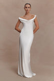 Ashley Cowl Neck Lace And Satin Maxi Dress Ivory