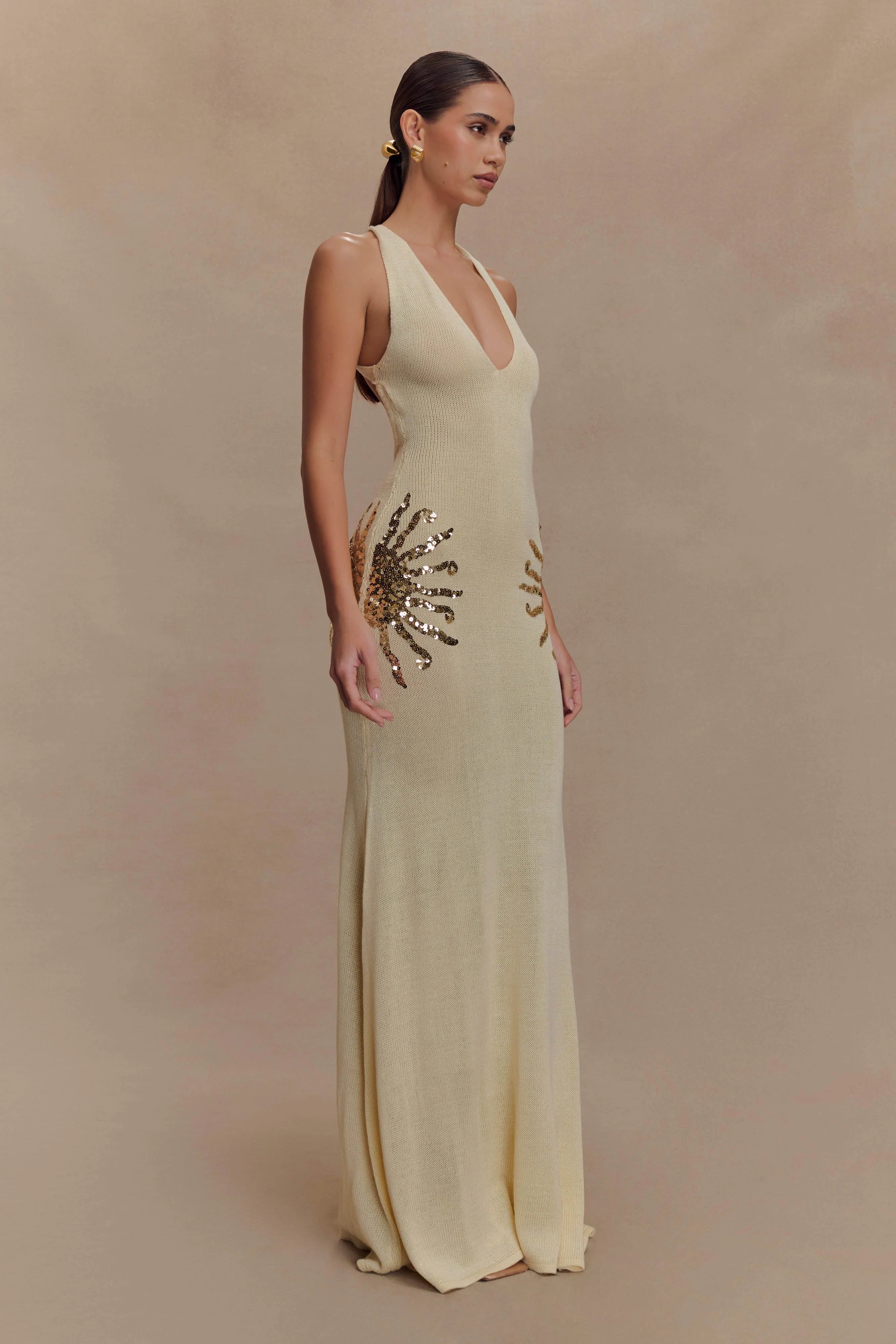 Ellington Knit Maxi Dress With Sequin Ivory