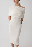 Zandie Cashmere Blend Knit Midi Dress Ivory