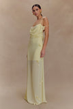 Rosalie Floral Chiffon Maxi Dress Pastel Lemon