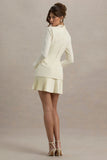 Athena Cream Long Sleeve Mini Dress With Pleated Hem