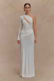 Alexius One Shoulder Knit Maxi Dress Ivory