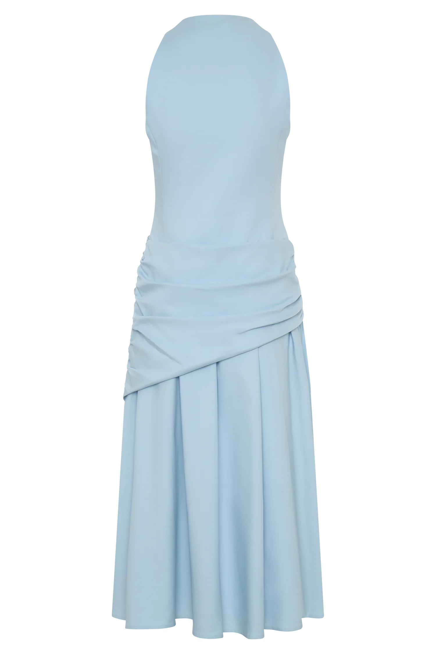 Emily Wrapped Waist Midi Dress Sky Blue